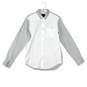 Rag & Bone Classic Fit Button Down Shirt Mens M White Gray Oxford Long Sleeve